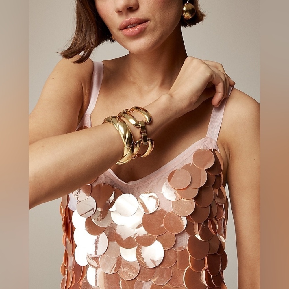 J. Crew Rose Gold Sequin Midi Slip Dress - Picture 2 of 6